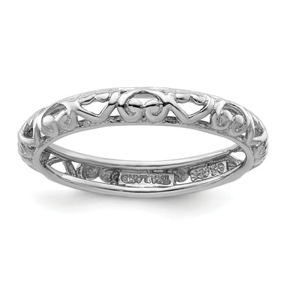 Sterlingsilber Stapelbar Expressions Rhodium Carved Ring