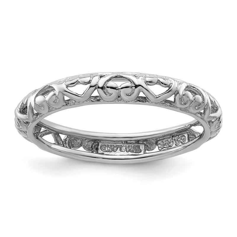 Sterlingsilber Stapelbar Expressions Rhodium Carved Ring