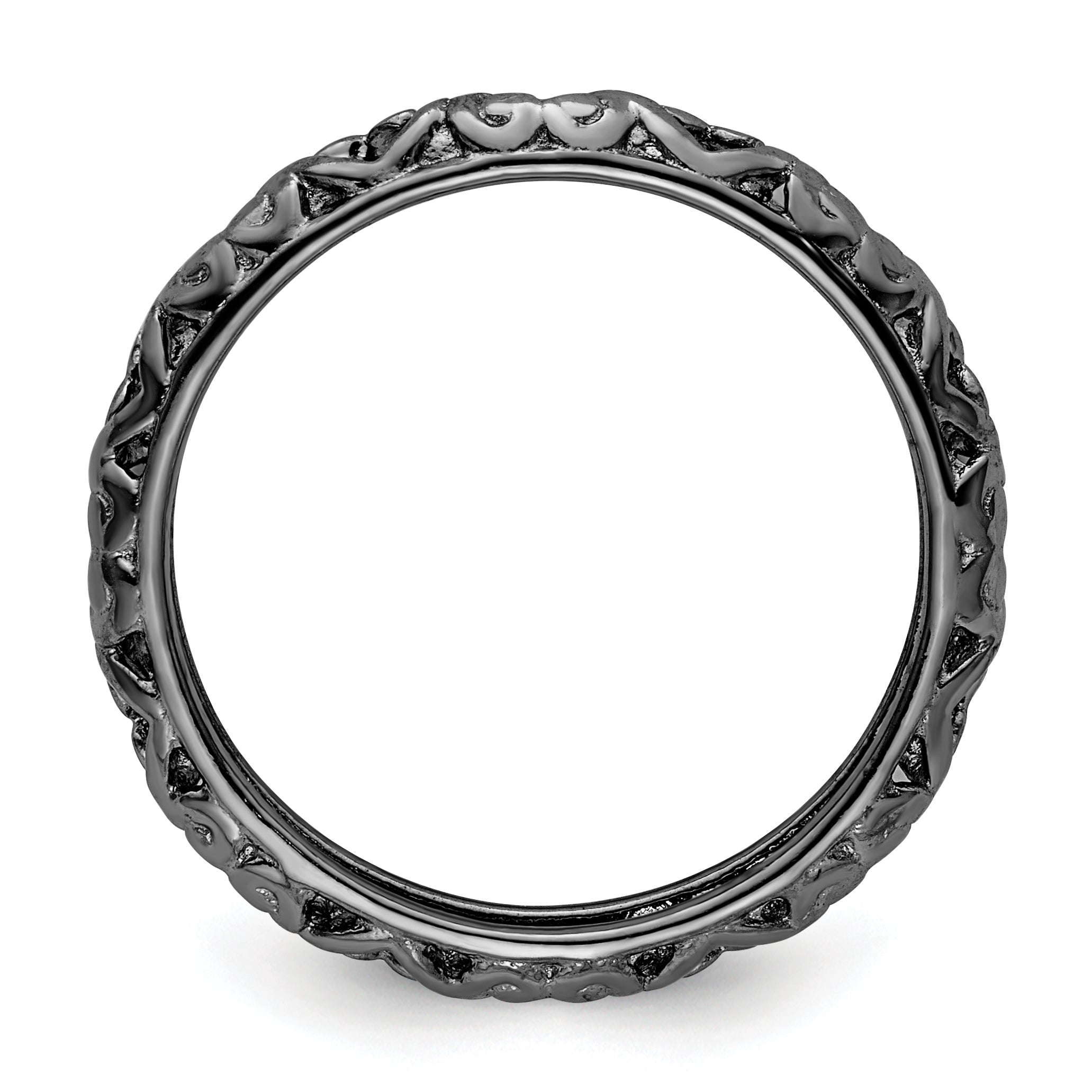 Sterlingsilber Stapelbar Expressions Schwarz Beschichtet Carved Ring