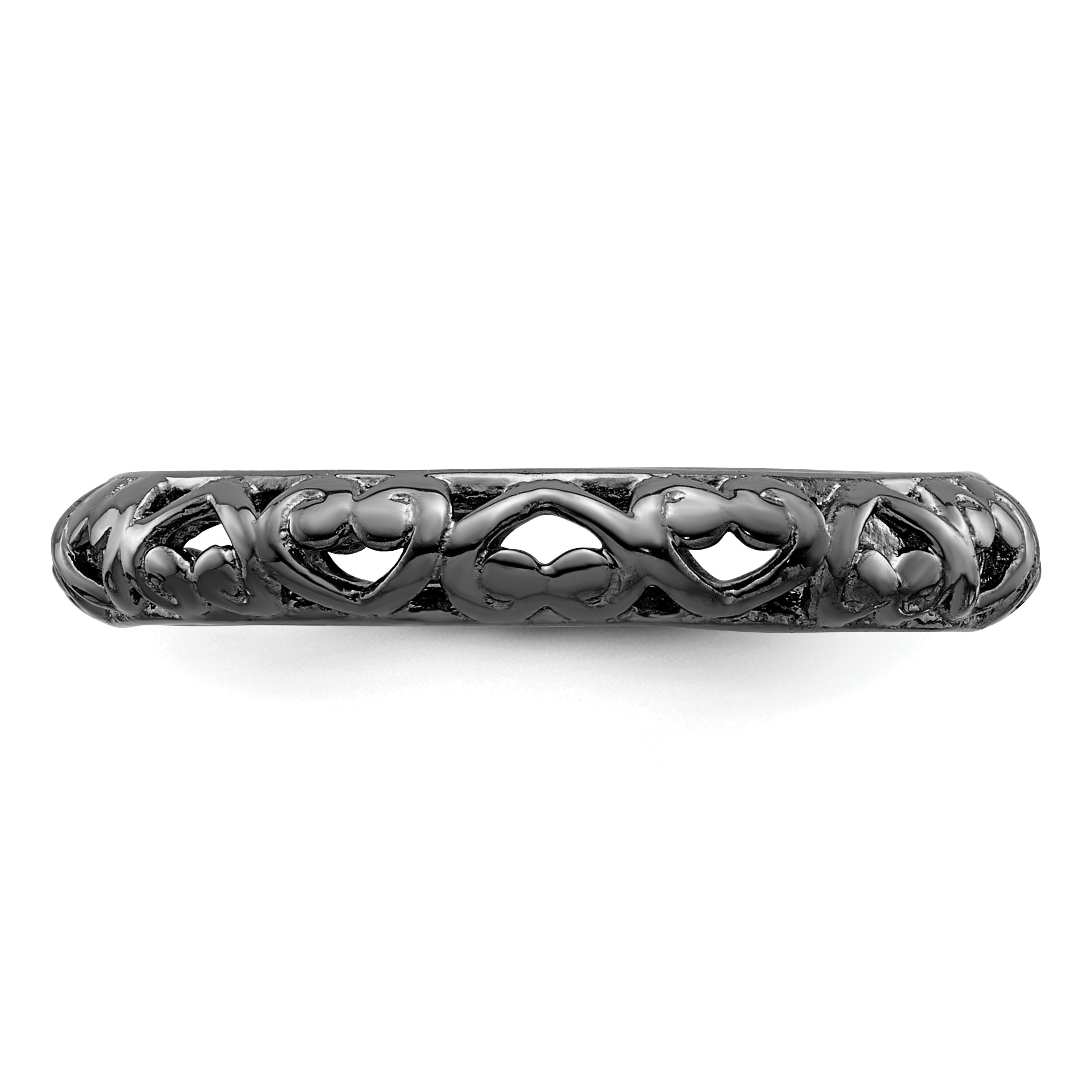 Sterlingsilber Stapelbar Expressions Schwarz Beschichtet Carved Ring