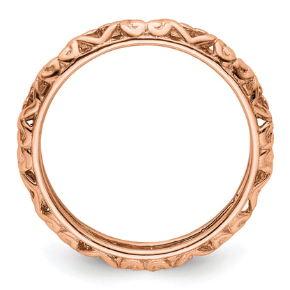 Sterlingsilber Stapelbar Expressions Rosa Beschichtet Carved Ring