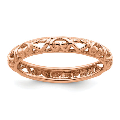 Sterlingsilber Stapelbar Expressions Rosa Beschichtet Carved Ring
