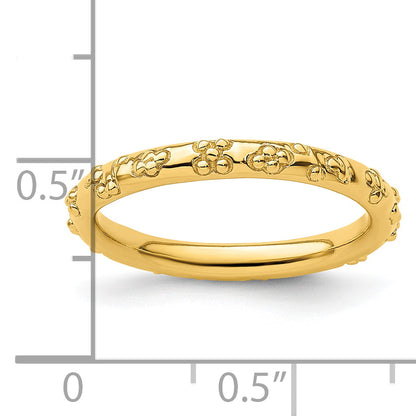 Sterlingsilber Stapelbar Expressions Vergoldet Strukturiert Ring