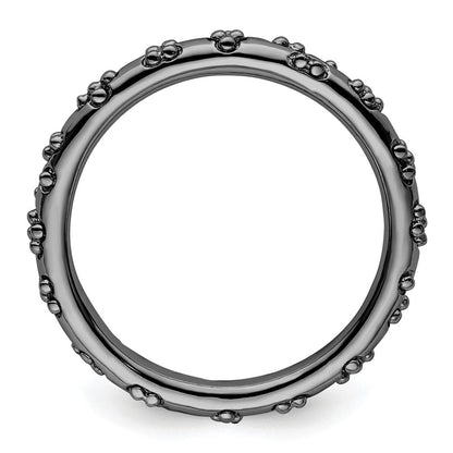Sterlingsilber Stapelbar Expressions Schwarz Beschichtet Strukturiert Ring
