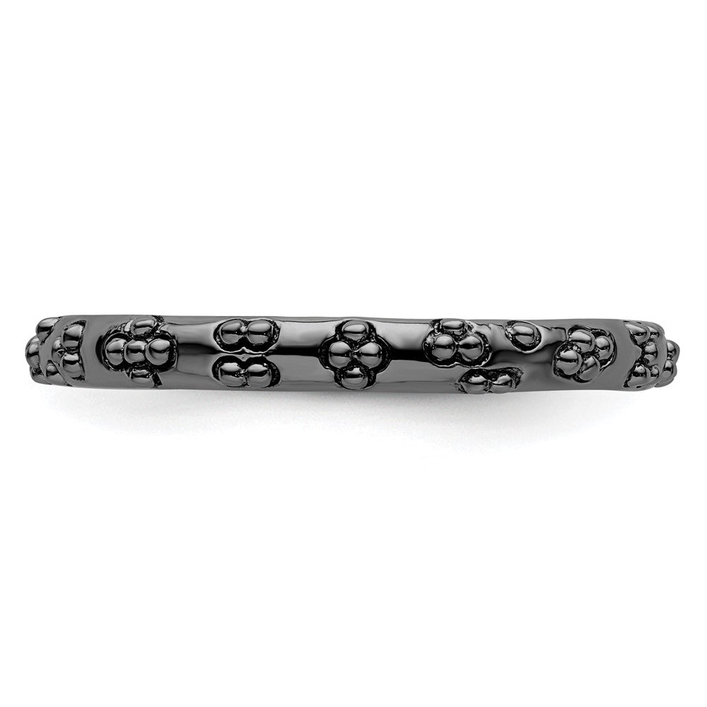 Sterlingsilber Stapelbar Expressions Schwarz Beschichtet Strukturiert Ring