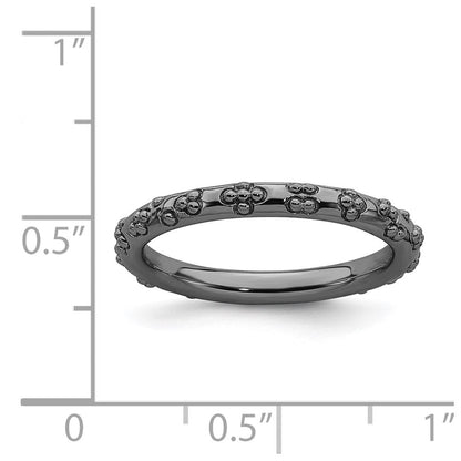 Sterlingsilber Stapelbar Expressions Schwarz Beschichtet Strukturiert Ring
