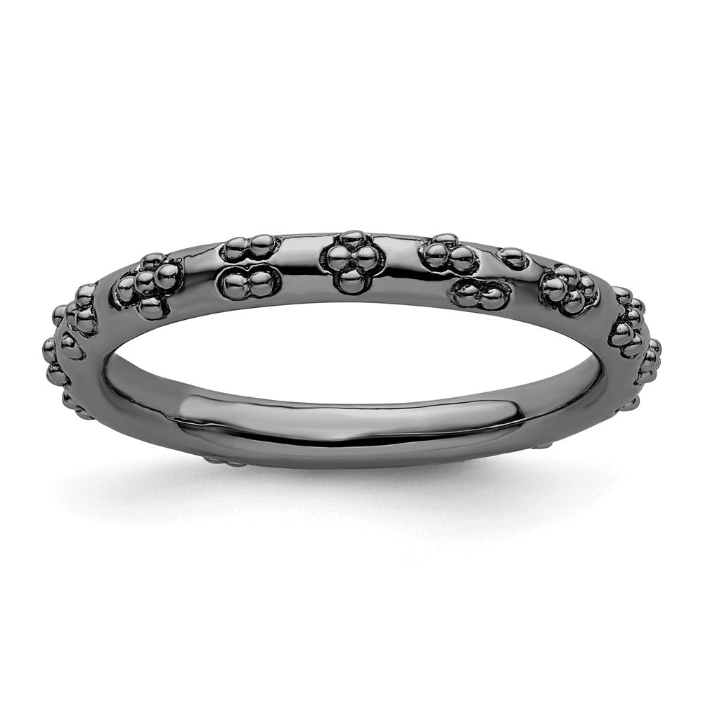 Sterlingsilber Stapelbar Expressions Schwarz Beschichtet Strukturiert Ring