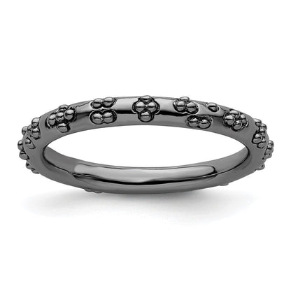 Sterlingsilber Stapelbar Expressions Schwarz Beschichtet Strukturiert Ring