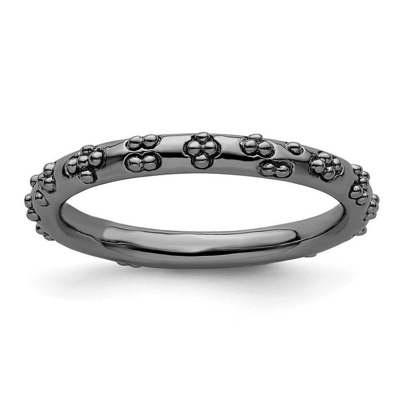 Sterlingsilber Stapelbar Expressions Schwarz Beschichtet Strukturiert Ring