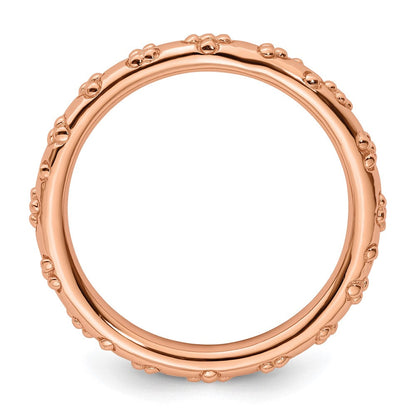 Sterlingsilber Stapelbar Expressions Rosa Beschichtet Strukturiert Ring