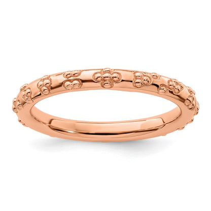 Sterlingsilber Stapelbar Expressions Rosa Beschichtet Strukturiert Ring