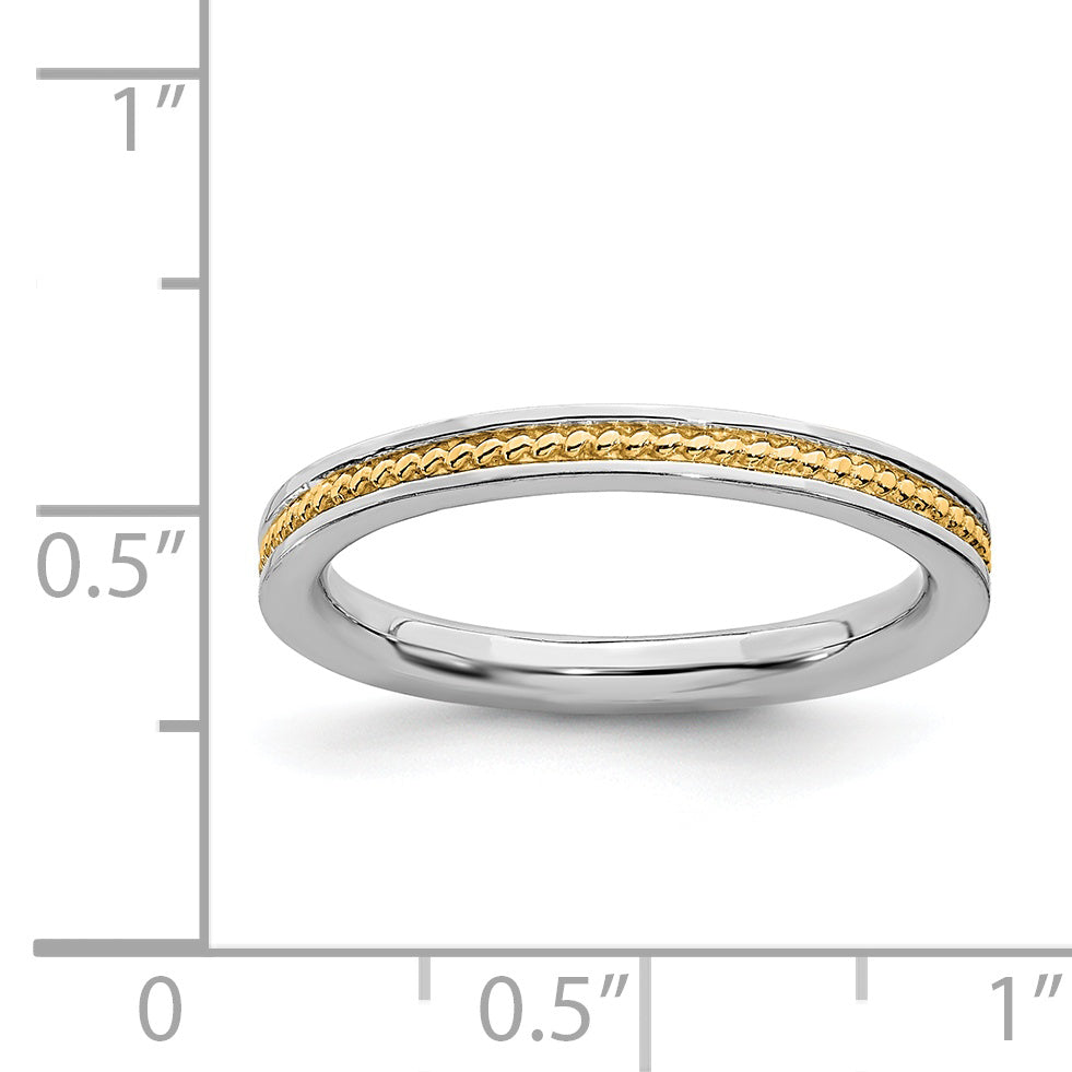 Sterlingsilber Stapelbar Expressions Vergoldet Channeled Ring