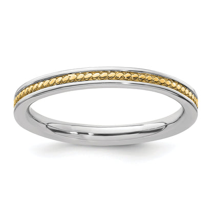 Sterlingsilber Stapelbar Expressions Vergoldet Channeled Ring