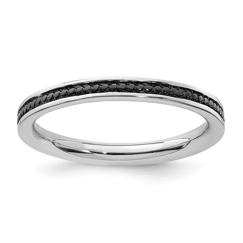 Sterlingsilber Stapelbar Expressions Schwarz Beschichtet Channeled Ring