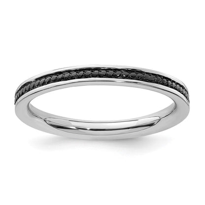 Sterlingsilber Stapelbar Expressions Schwarz Beschichtet Channeled Ring
