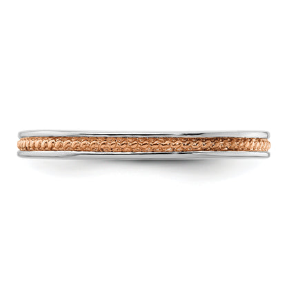 Sterlingsilber Stapelbar Expressions Rosa Beschichtet Channeled Ring