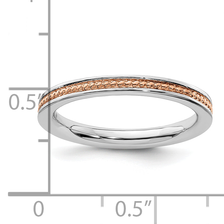 Sterlingsilber Stapelbar Expressions Rosa Beschichtet Channeled Ring