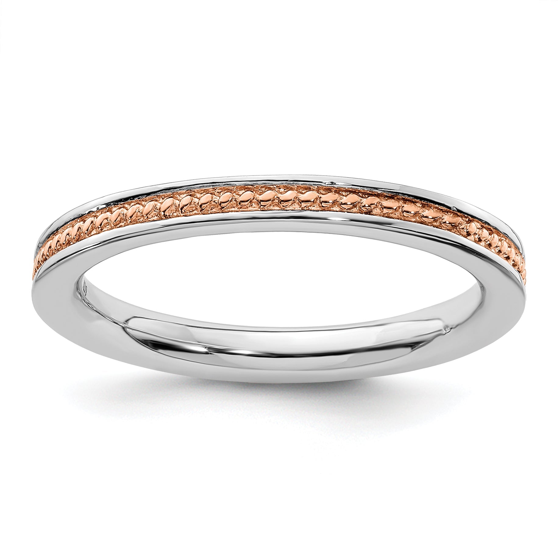 Sterlingsilber Stapelbar Expressions Rosa Beschichtet Channeled Ring