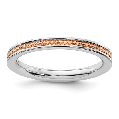 Sterlingsilber Stapelbar Expressions Rosa Beschichtet Channeled Ring