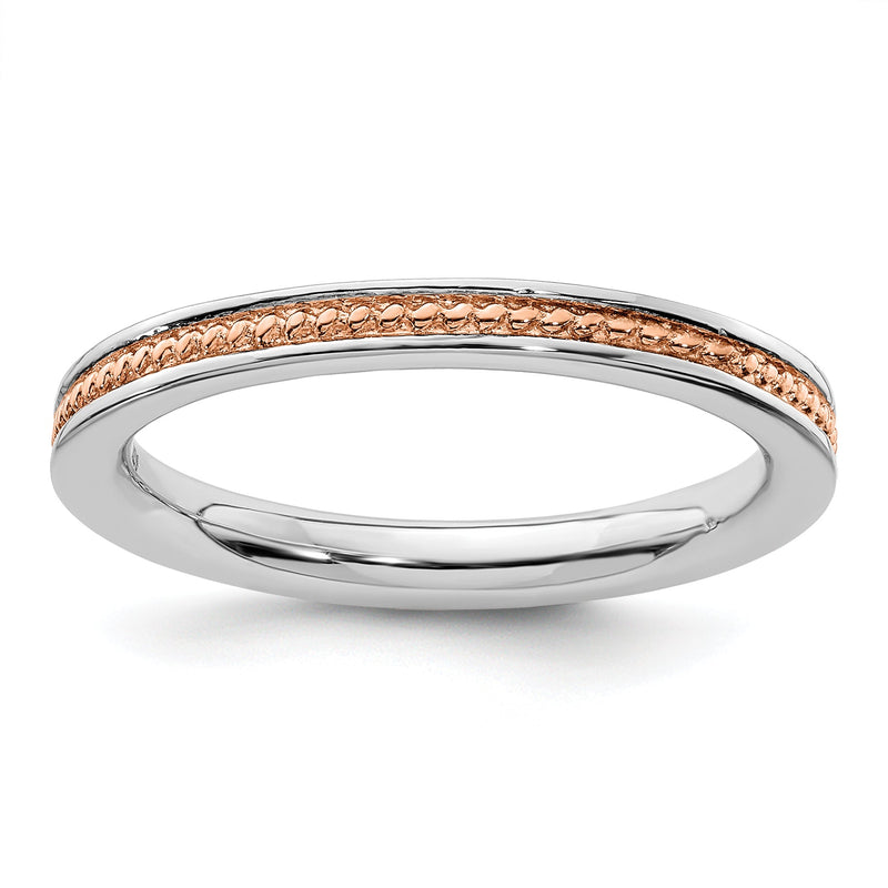 Sterlingsilber Stapelbar Expressions Rosa Beschichtet Channeled Ring
