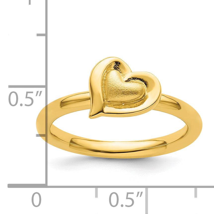 Sterlingsilber Stapelbar Expressions Vergoldet Herz Ring