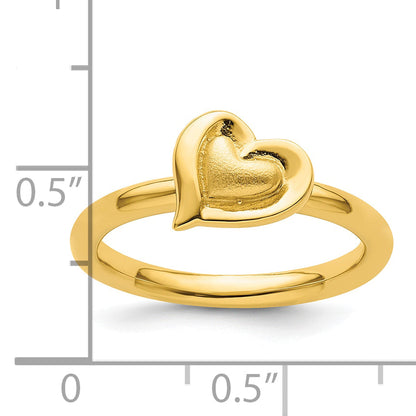 Sterlingsilber Stapelbar Expressions Vergoldet Herz Ring