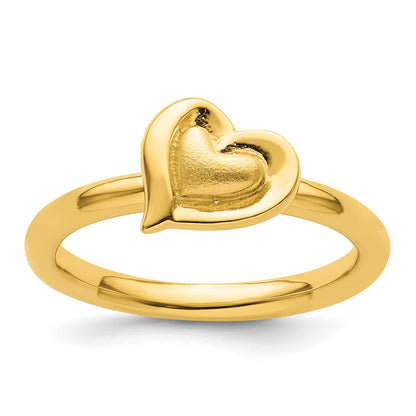 Sterlingsilber Stapelbar Expressions Vergoldet Herz Ring