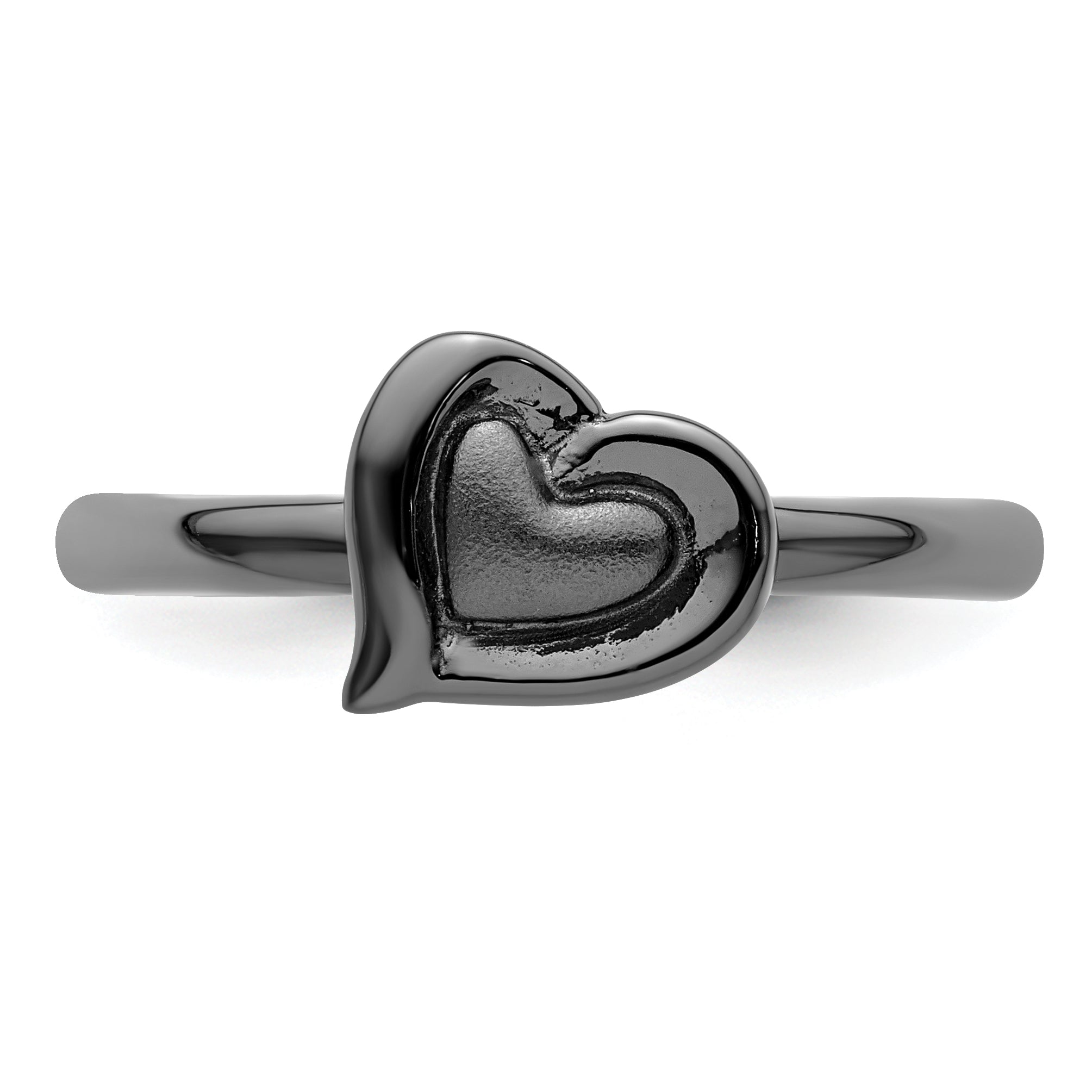 Sterlingsilber Stapelbar Expressions Schwarz Beschichtet Herz Ring