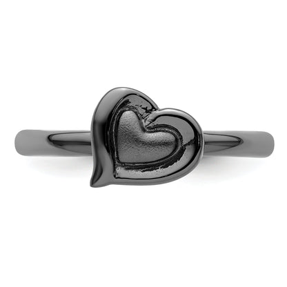 Sterlingsilber Stapelbar Expressions Schwarz Beschichtet Herz Ring