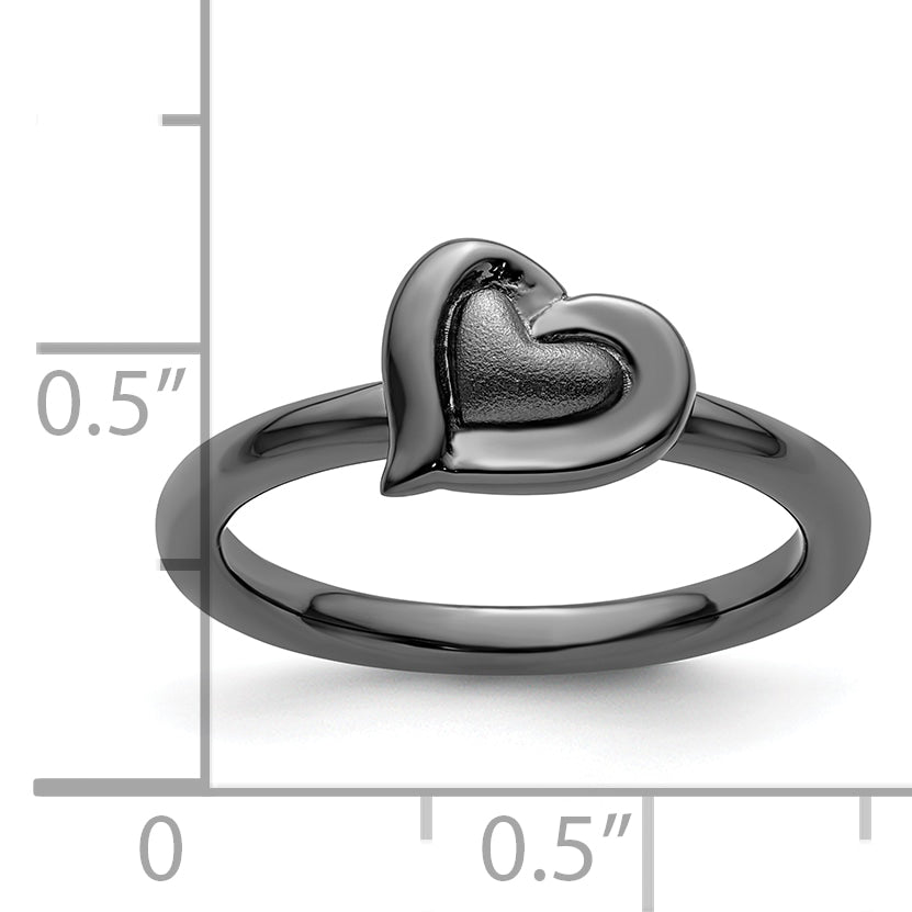 Sterlingsilber Stapelbar Expressions Schwarz Beschichtet Herz Ring