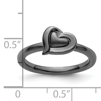 Sterlingsilber Stapelbar Expressions Schwarz Beschichtet Herz Ring