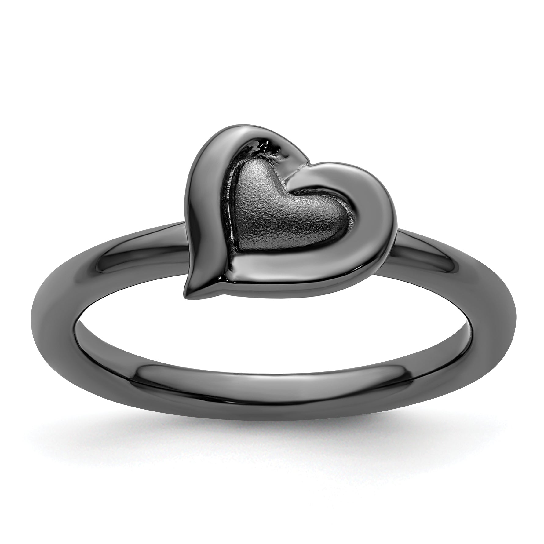 Sterlingsilber Stapelbar Expressions Schwarz Beschichtet Herz Ring