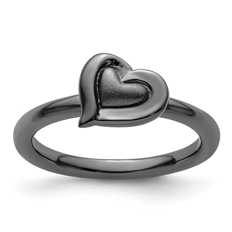 Sterlingsilber Stapelbar Expressions Schwarz Beschichtet Herz Ring