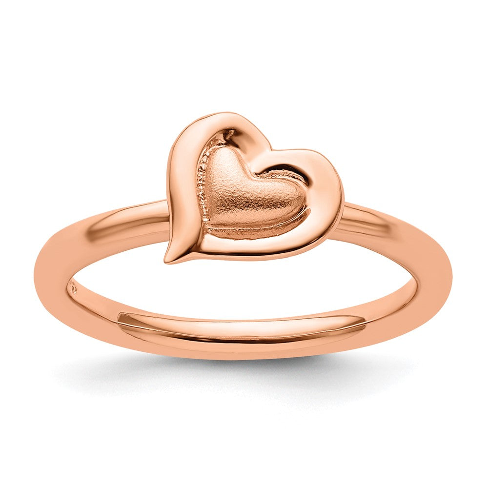 Sterlingsilber Stapelbar Expressions Rosa Beschichtet Herz Ring
