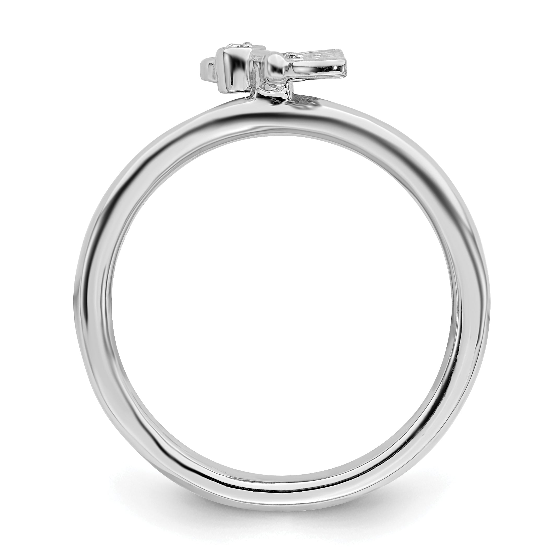 Sterlingsilber Stapelbar Expressions Rhodium Schmetterling Diamant Ring