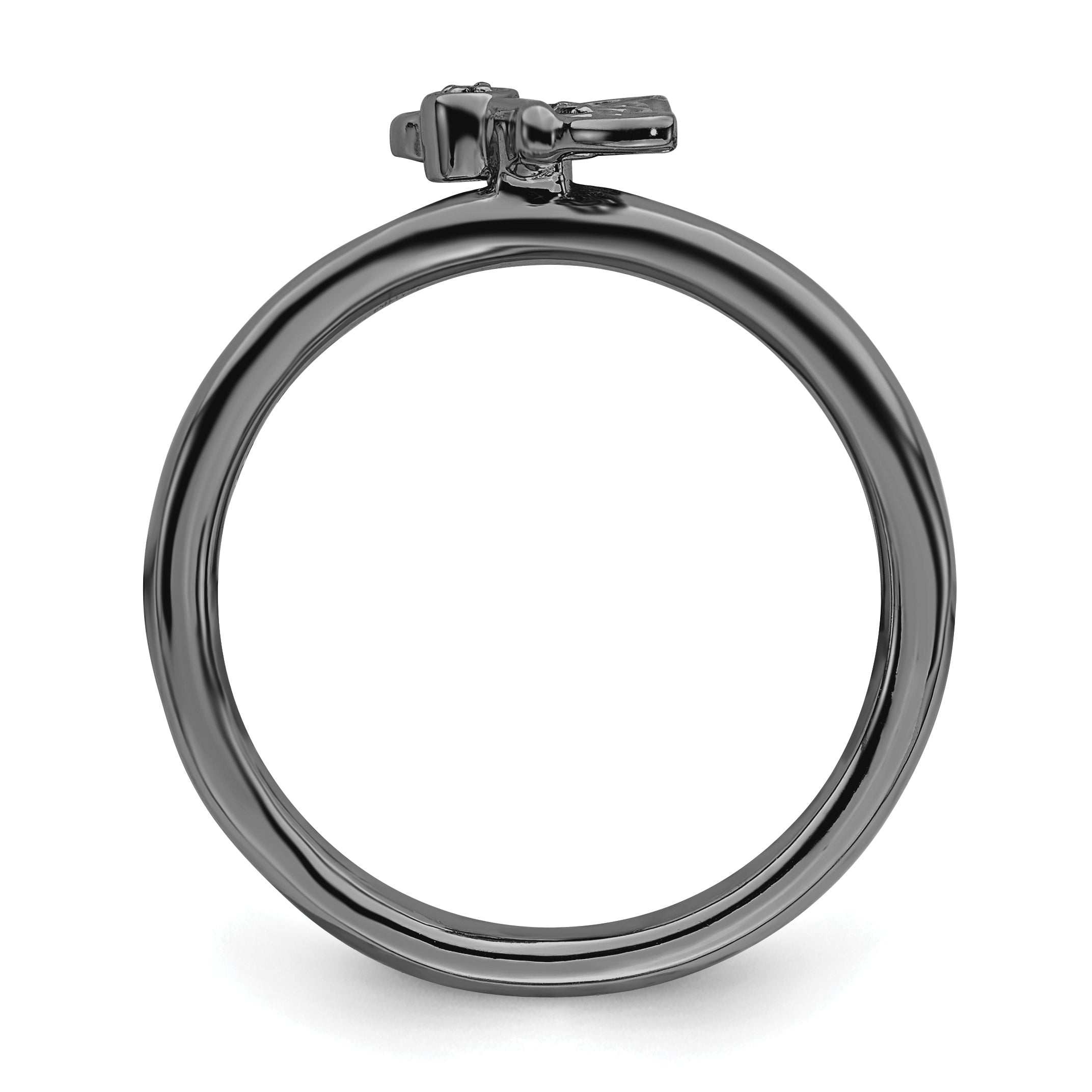 Sterlingsilber Stapelbar Expressions Schwarz Beschichtet Schmetterling Diamant Ring