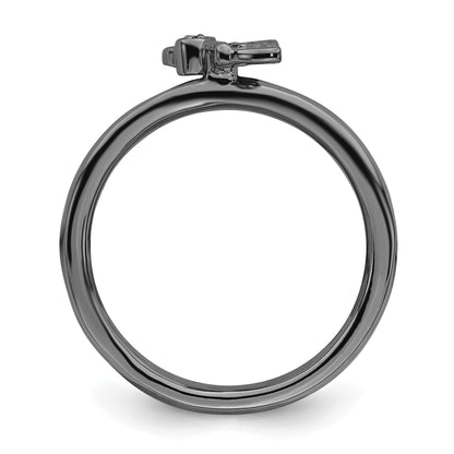 Sterlingsilber Stapelbar Expressions Schwarz Beschichtet Schmetterling Diamant Ring