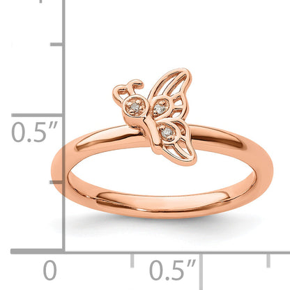 Sterlingsilber Stapelbar Expressions Rosa Beschichtet Schmetterling Diamant Ring