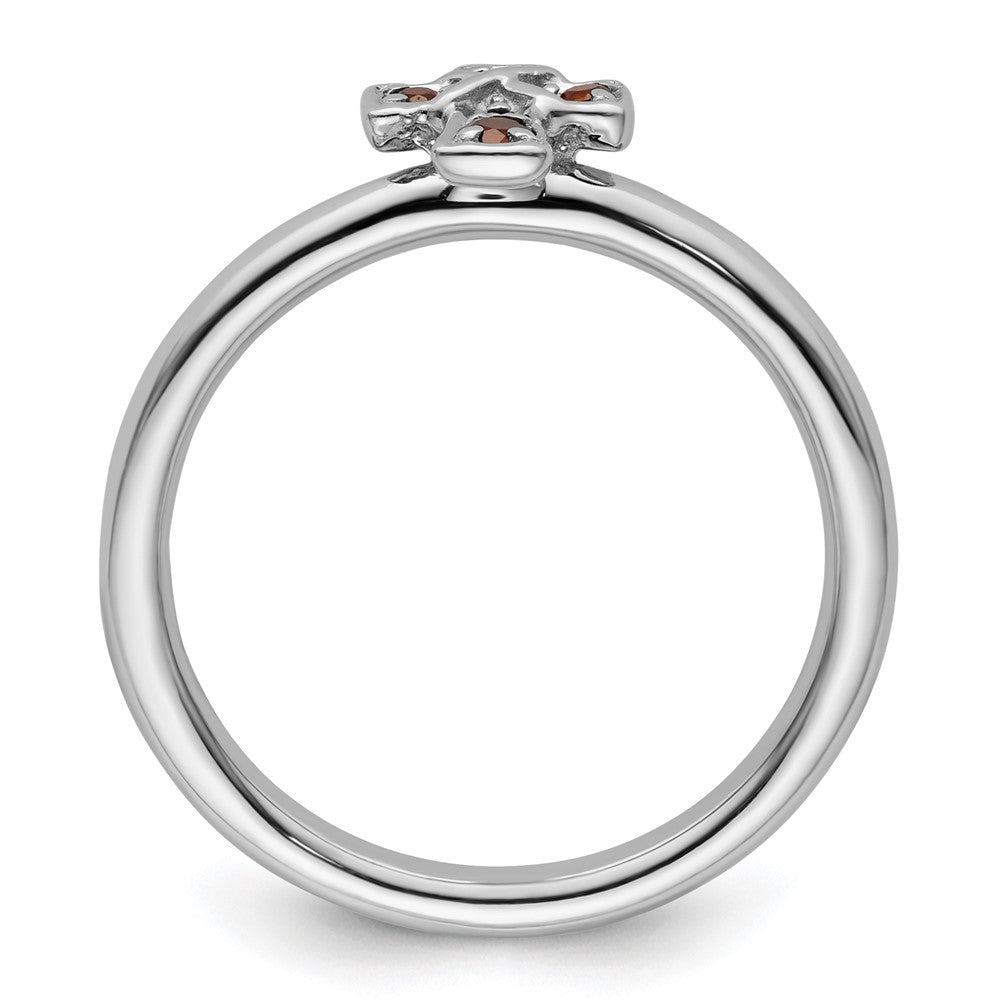 Sterlingsilber Stapelbar Expressions Rhodium Granat Kreuz Ring