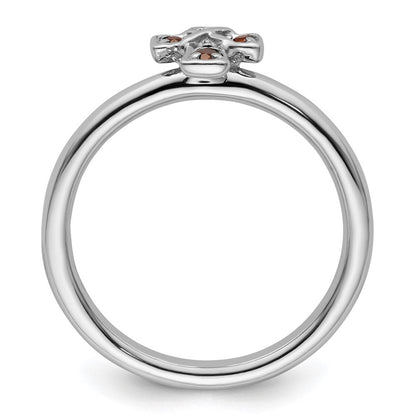 Sterlingsilber Stapelbar Expressions Rhodium Granat Kreuz Ring