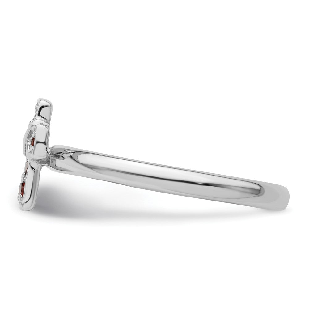 Sterlingsilber Stapelbar Expressions Rhodium Granat Kreuz Ring