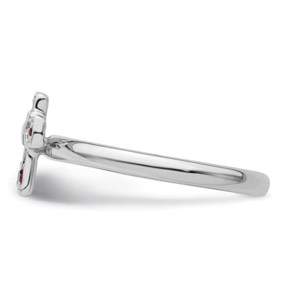 Sterlingsilber Stapelbar Expressions Rhodium Granat Kreuz Ring