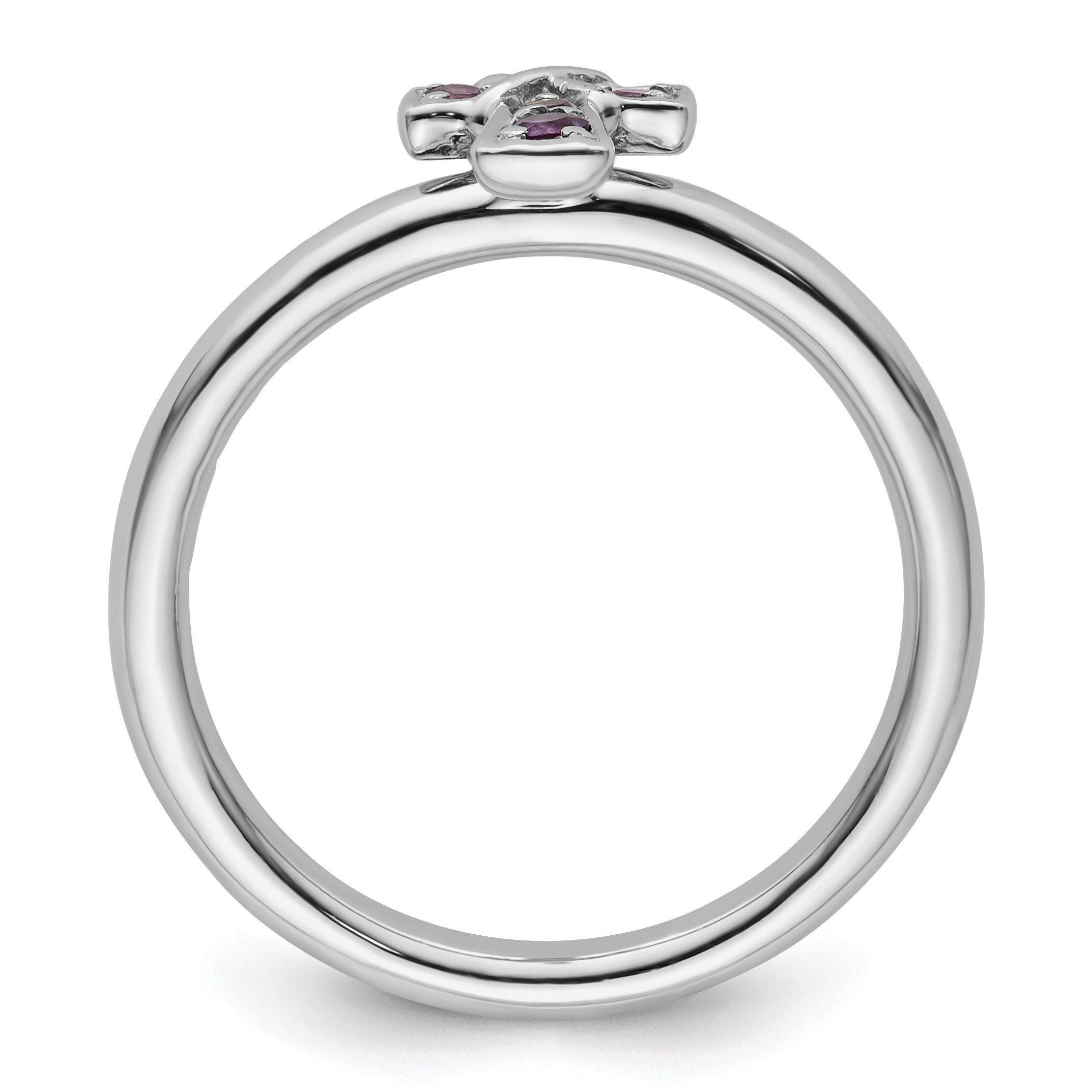 Sterlingsilber Stapelbar Expressions Rhodium Amethyst Kreuz Ring