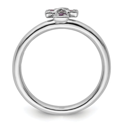 Sterlingsilber Stapelbar Expressions Rhodium Amethyst Kreuz Ring