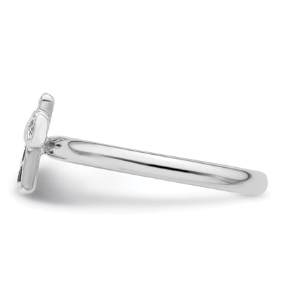 Sterlingsilber Stapelbar Expressions Rhodium Amethyst Kreuz Ring
