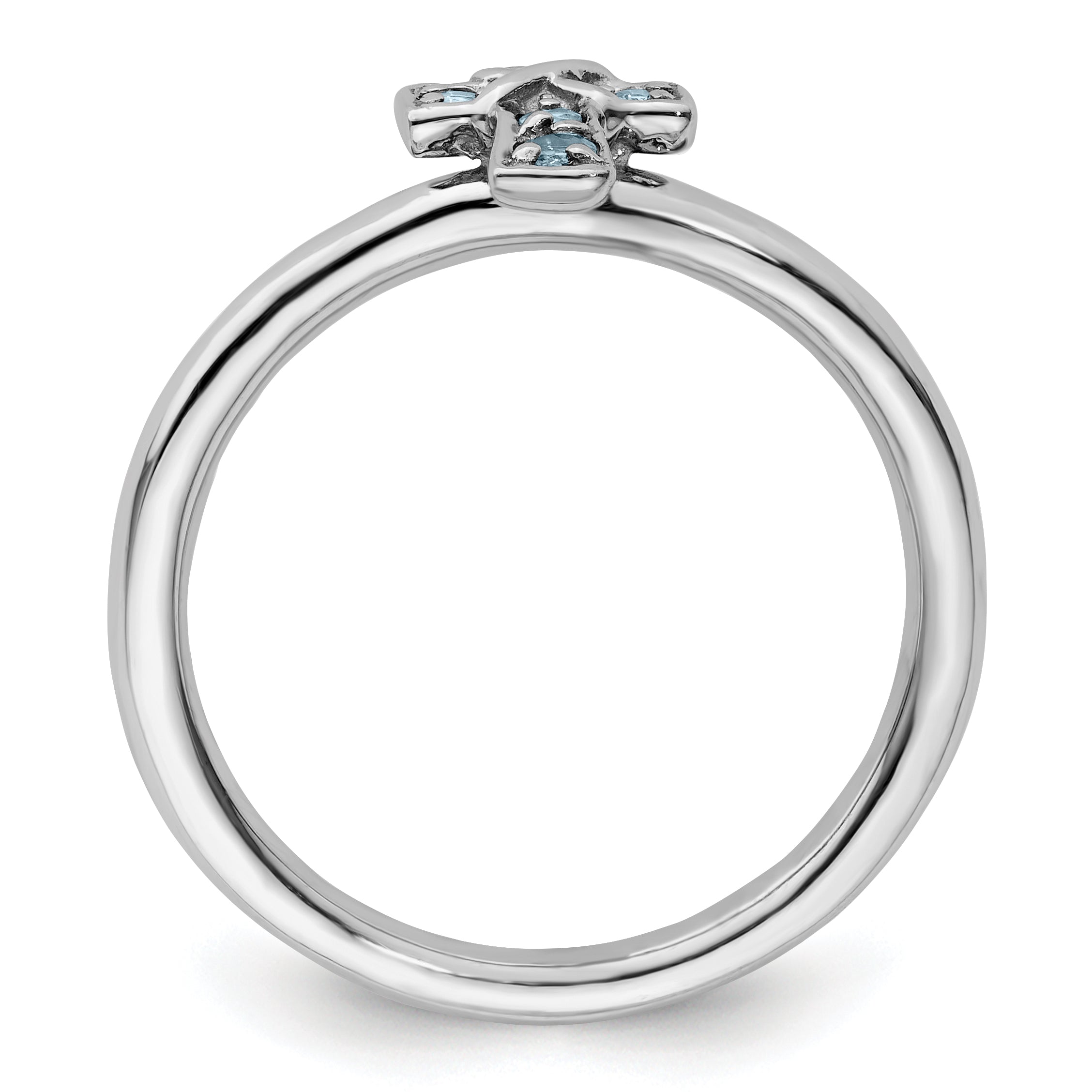 Sterlingsilber Stapelbar Expressions Rhodium Aquamarin Kreuz Ring