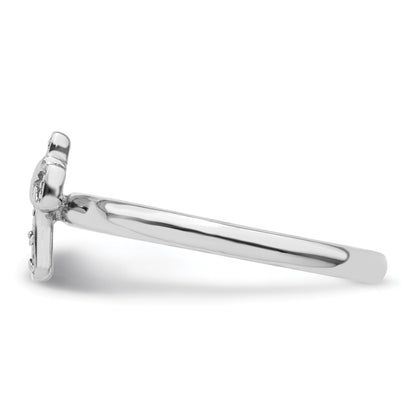 Sterlingsilber Stapelbar Expressions Rhodium Aquamarin Kreuz Ring