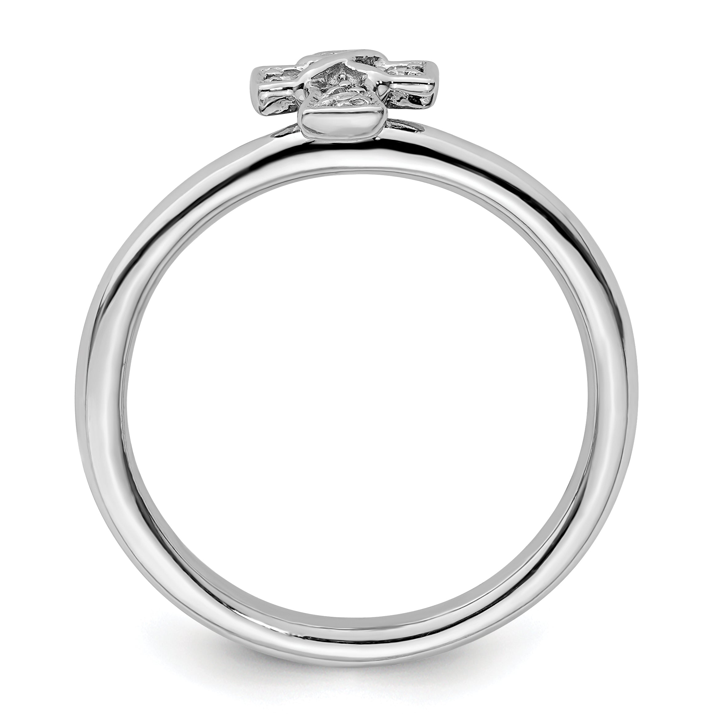 Sterlingsilber Stapelbar Expressions Rhodium Weiß Topas Kreuz Ring