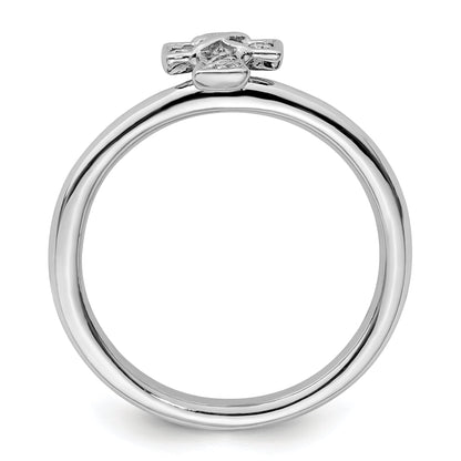 Sterlingsilber Stapelbar Expressions Rhodium Weiß Topas Kreuz Ring