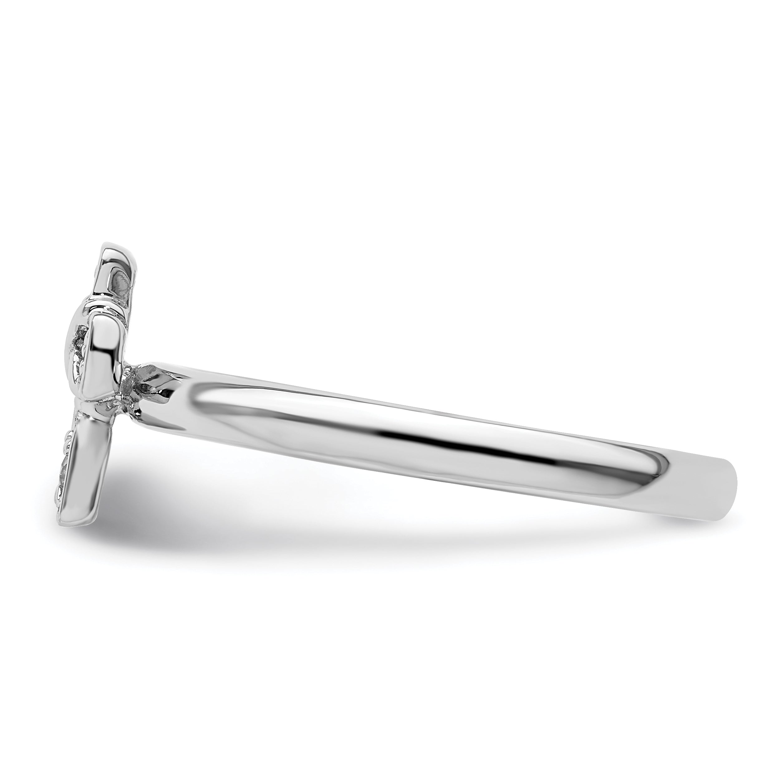 Sterlingsilber Stapelbar Expressions Rhodium Weiß Topas Kreuz Ring